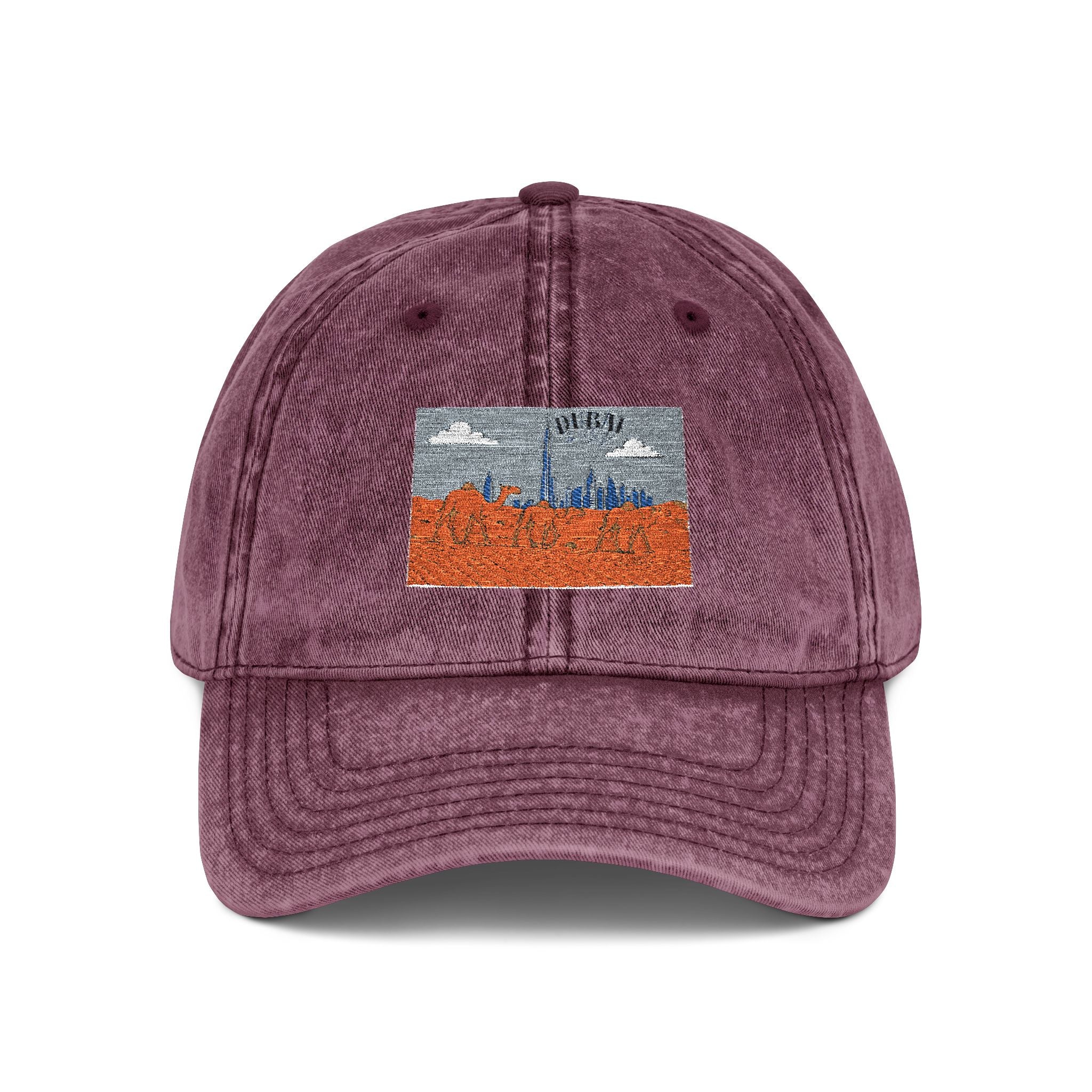 Vintage Embroidered Landscape Cap — Retro Washed Baseball Hat