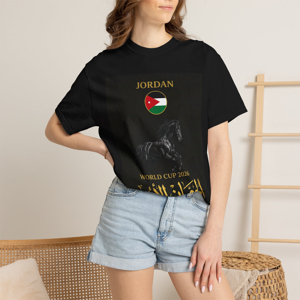 Jordan World Cup 2026 T-Shirt — Black Stallion / الحصان الأسود Soccer Fan Tee