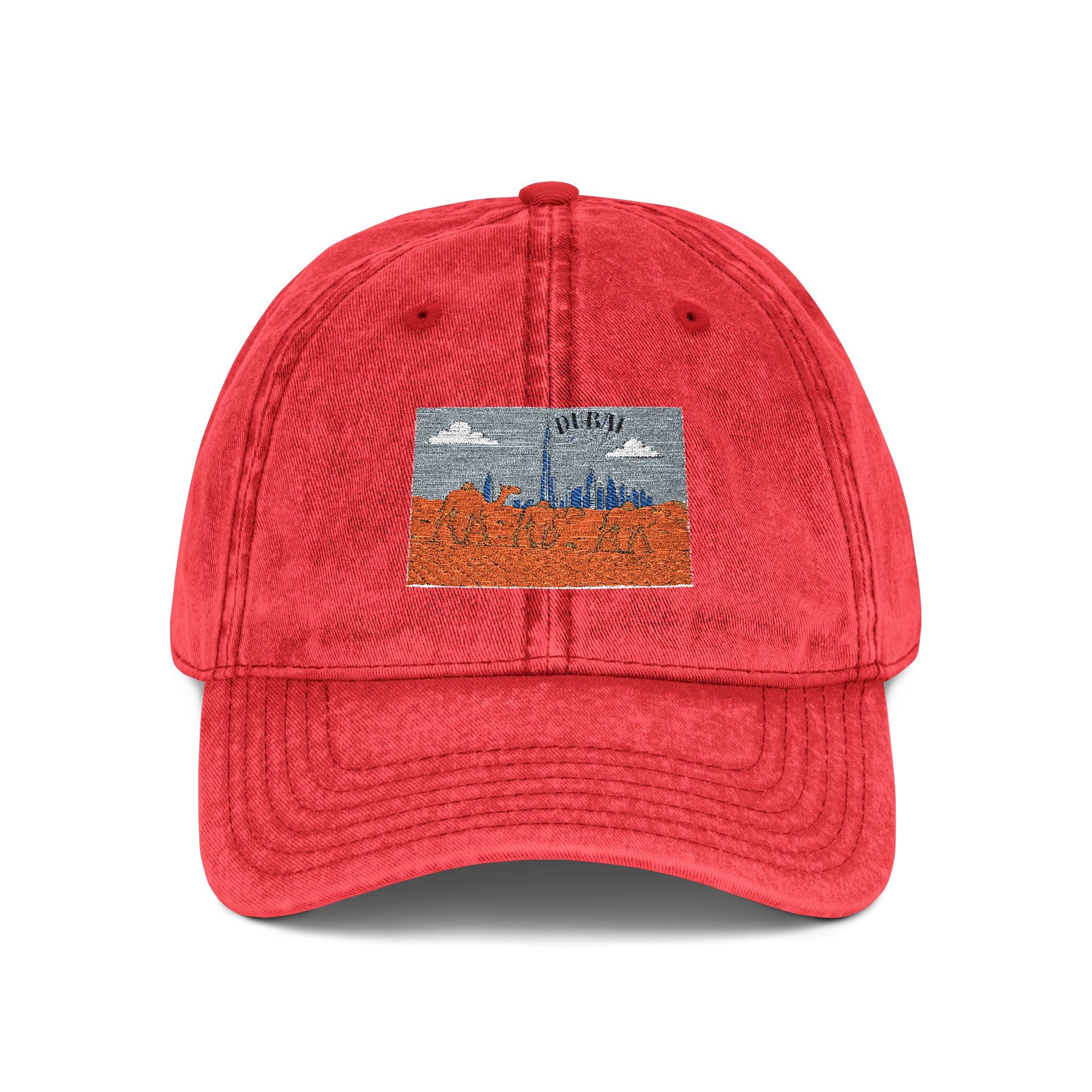 Vintage Embroidered Landscape Cap — Retro Washed Baseball Hat