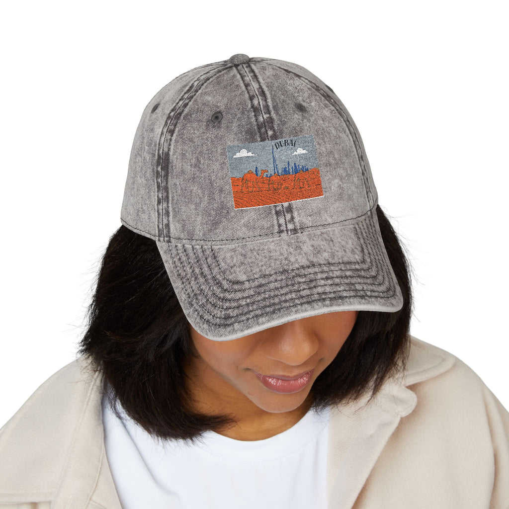 Vintage Embroidered Landscape Cap — Retro Washed Baseball Hat