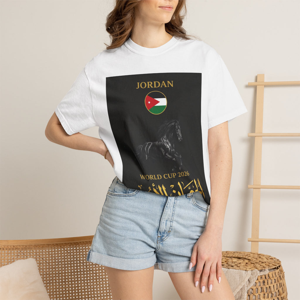 Jordan World Cup 2026 T-Shirt — Black Stallion / الحصان الأسود Soccer Fan Tee