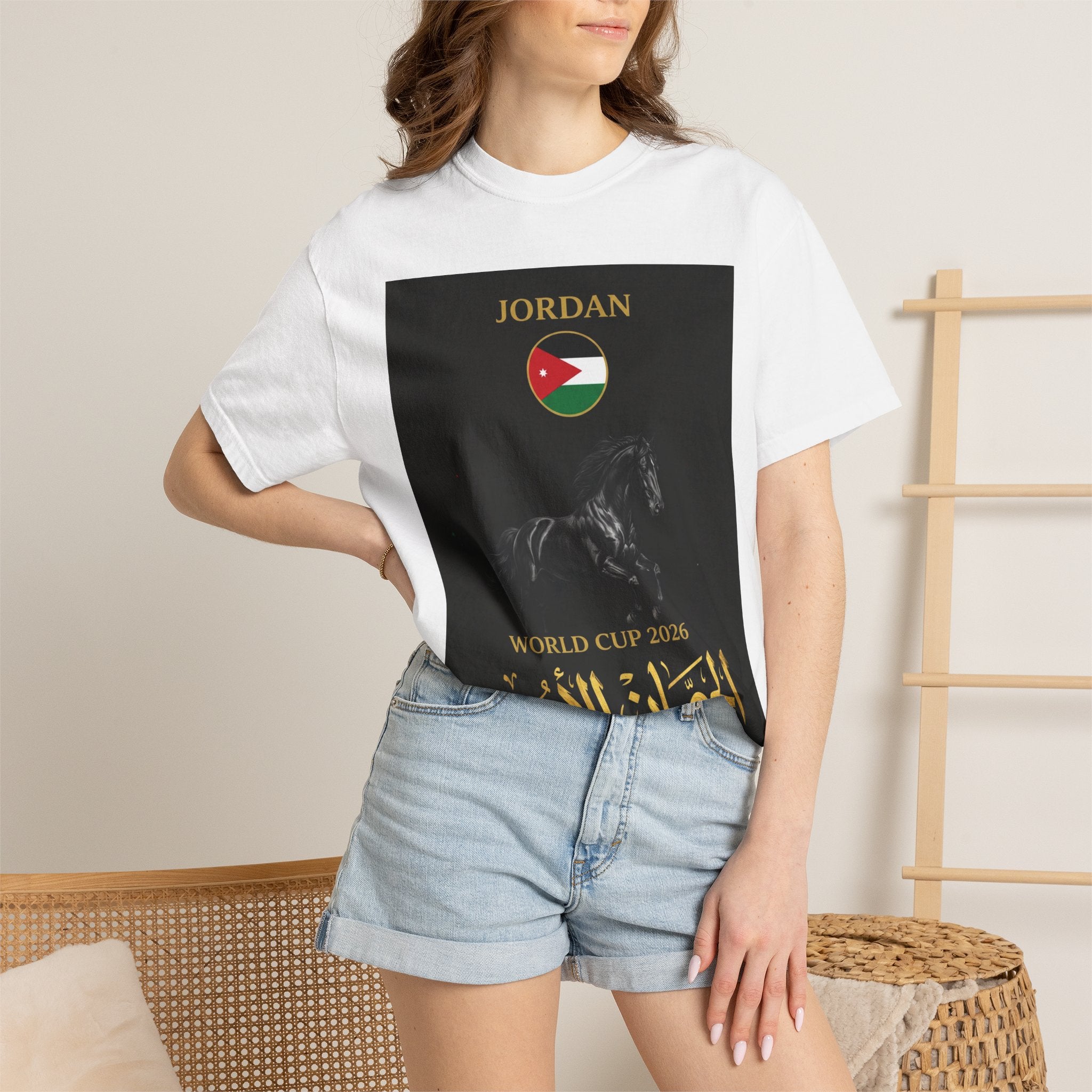 Jordan World Cup 2026 T-Shirt — Black Stallion / الحصان الأسود Soccer Fan Tee