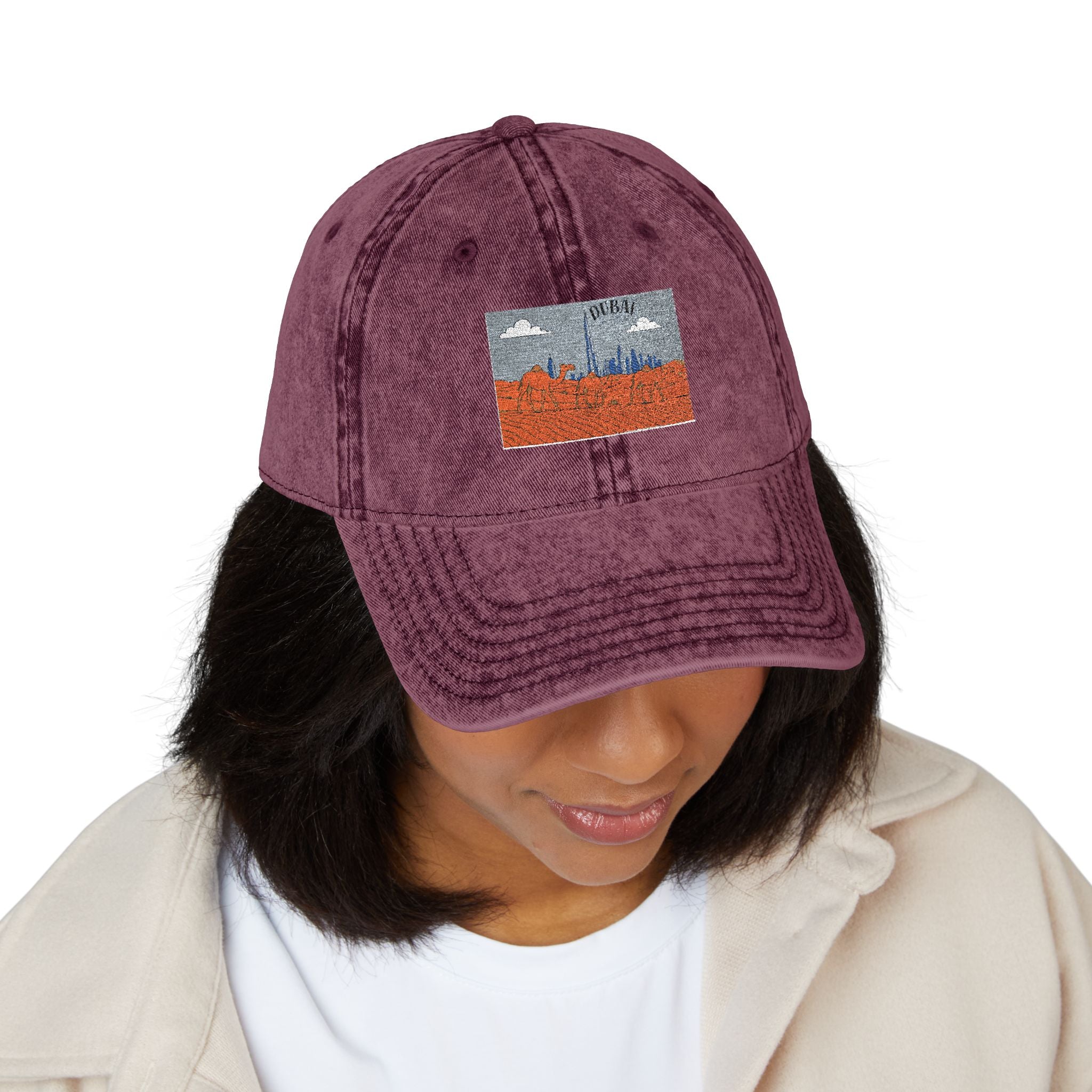 Vintage Embroidered Landscape Cap — Retro Washed Baseball Hat