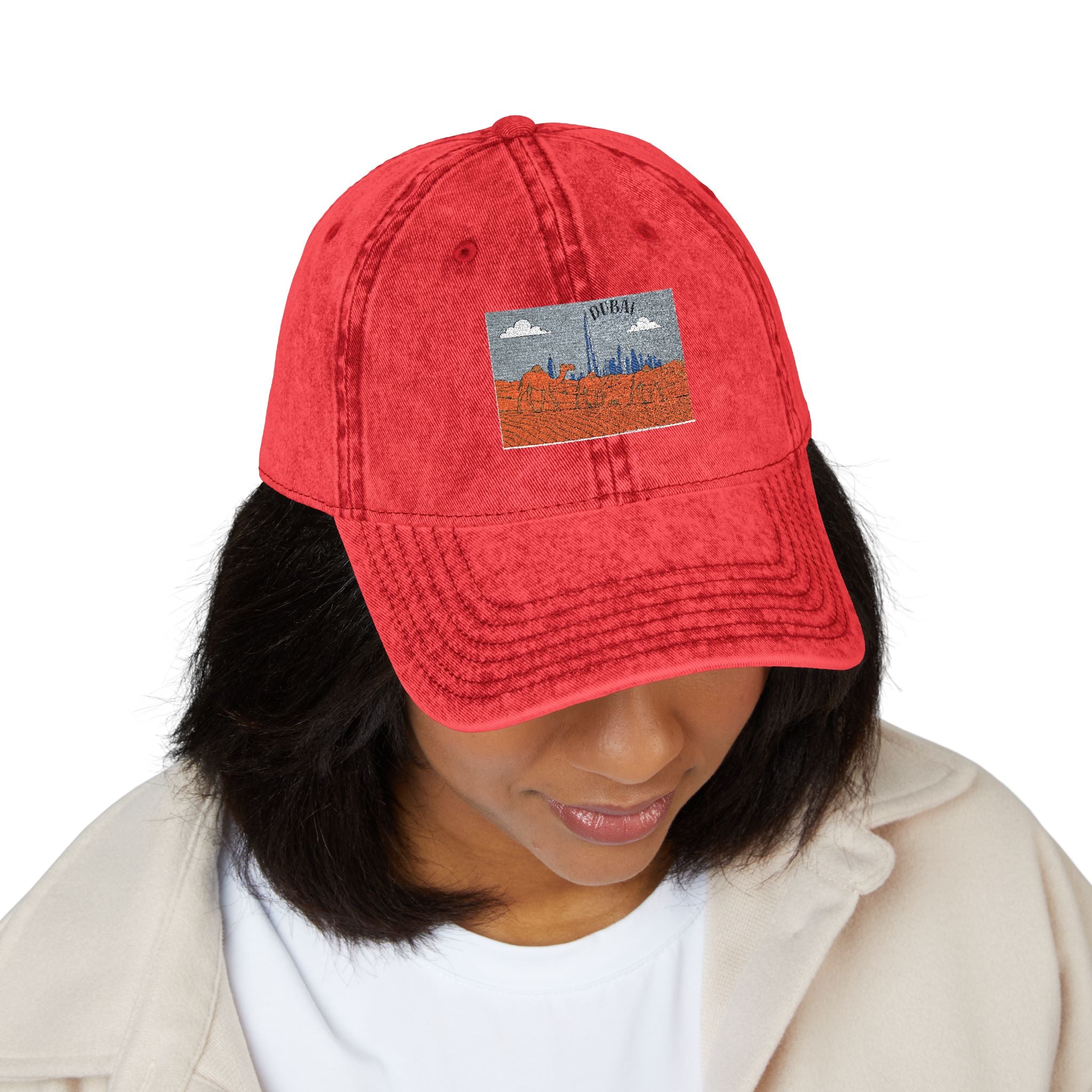 Vintage Embroidered Landscape Cap — Retro Washed Baseball Hat